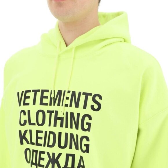 Vetements Translation Hoodie 'Neon Yellow' Men - Picture 4 of 5